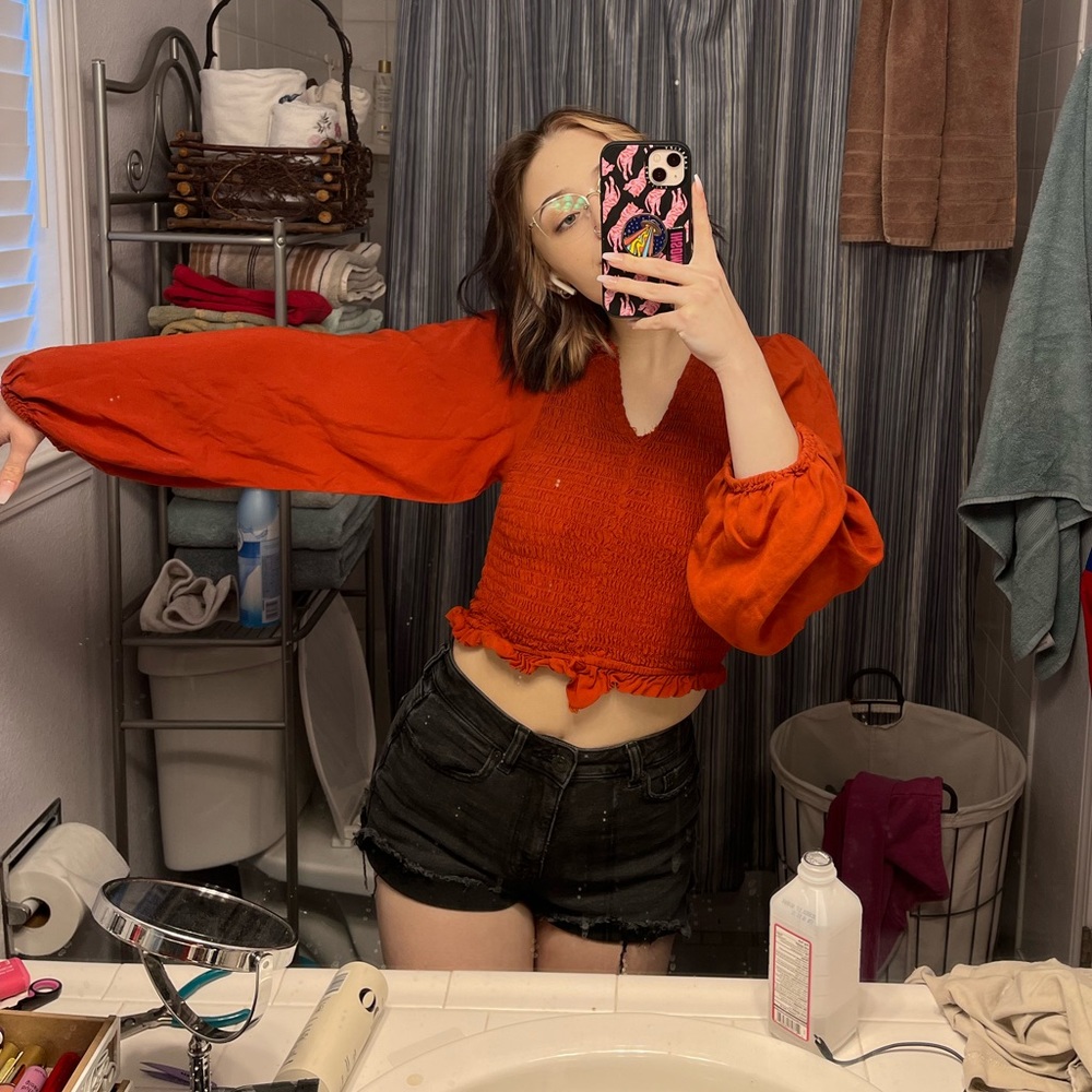 cute orange big arm top